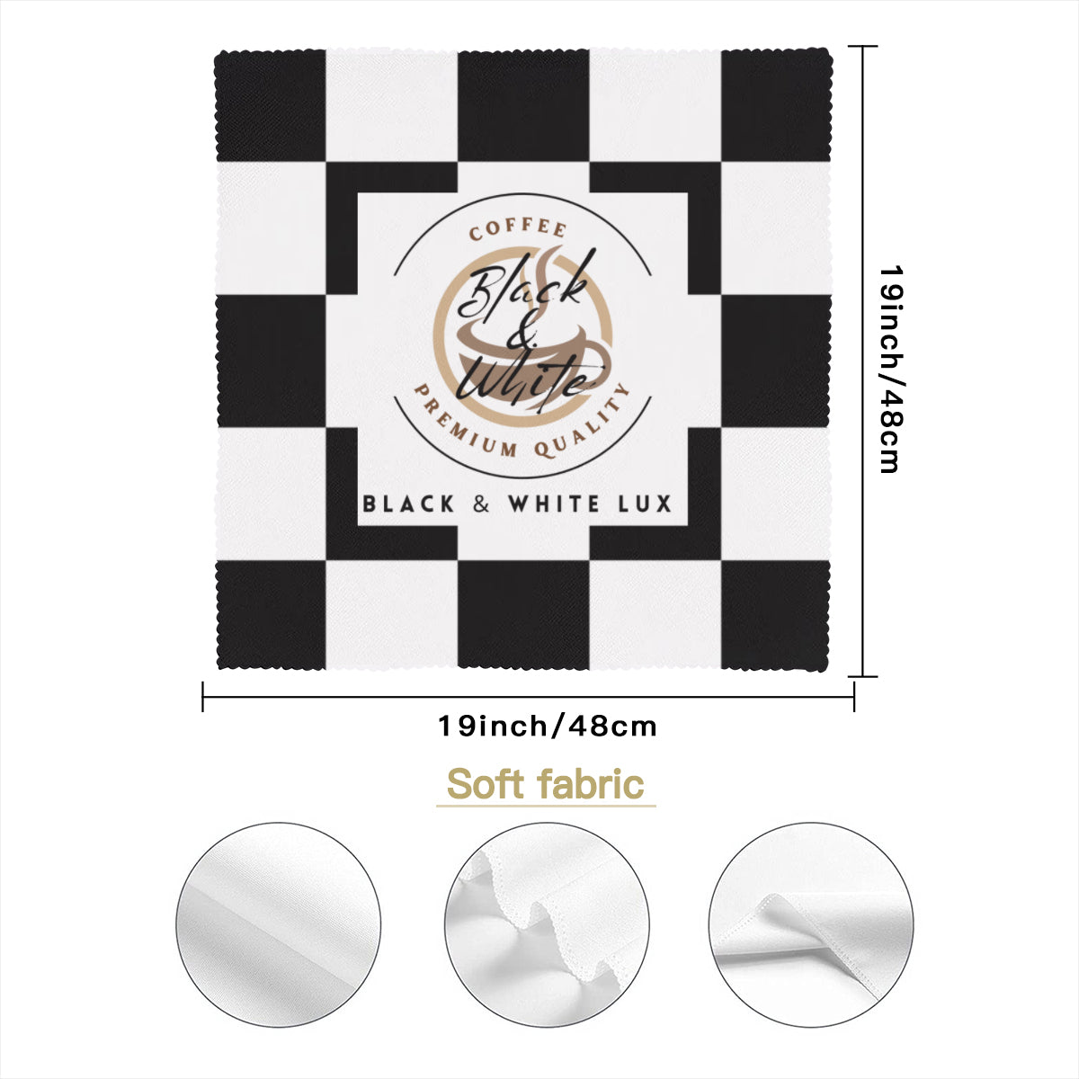 Personalized Black and White Coffee Napkins – Reusable Cloth Napkins for Café or Home Use - Napkins -