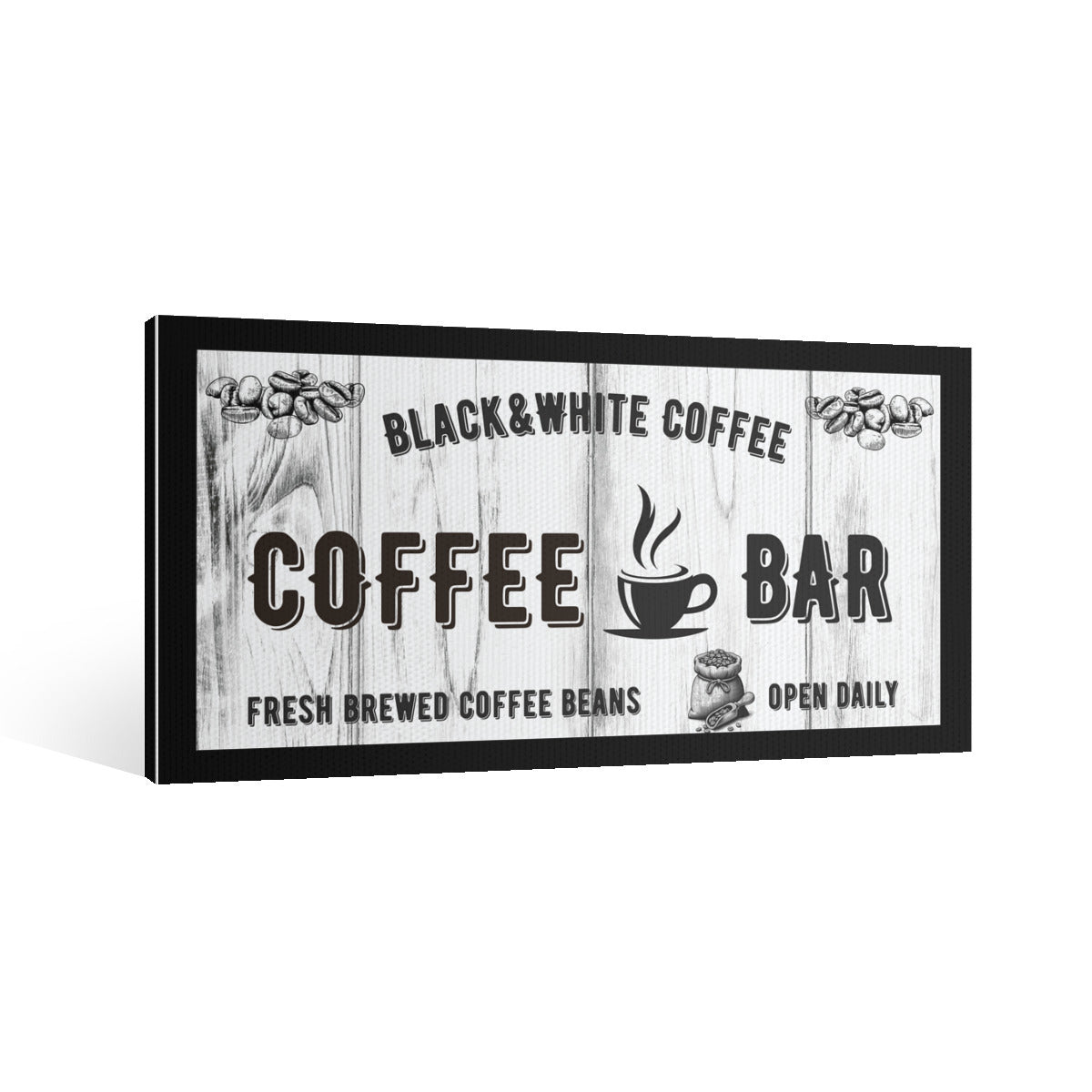 Statement Coffee Bar Wall Art – Black & White Canvas Sign - Decorative painting -