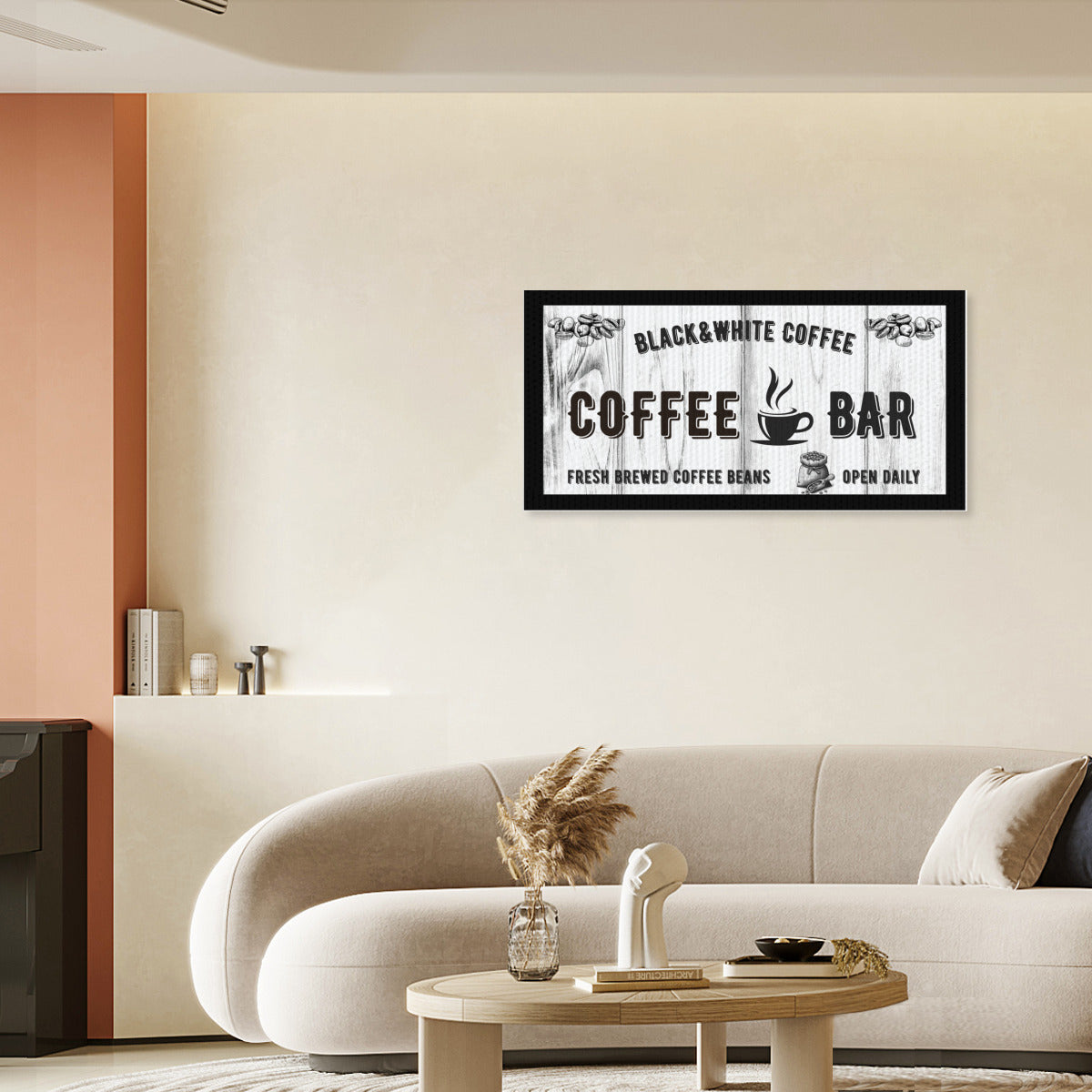 Statement Coffee Bar Wall Art – Black & White Canvas Sign - Decorative painting -