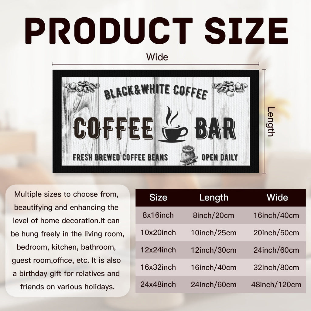 Statement Coffee Bar Wall Art – Black & White Canvas Sign - Decorative painting -
