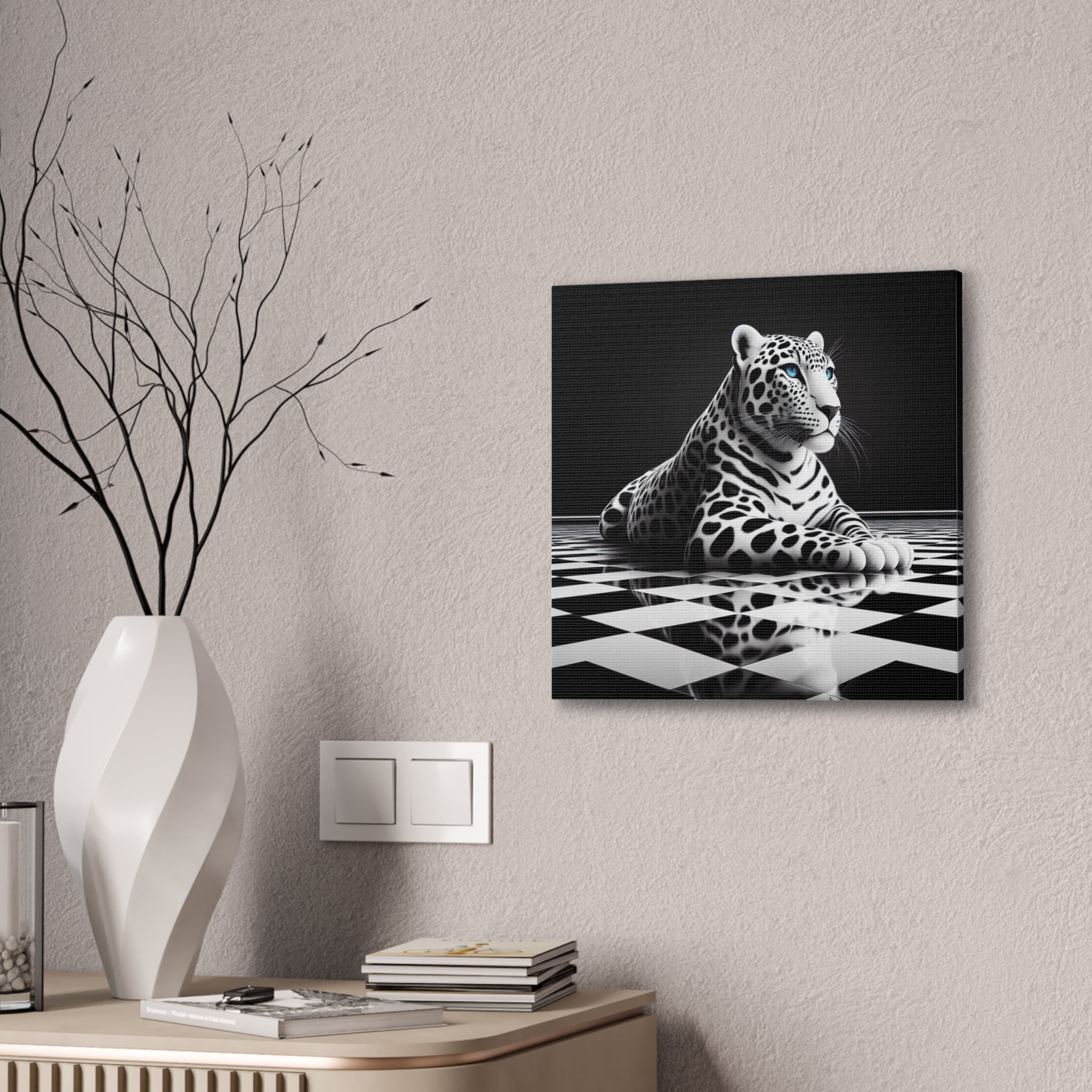 Elegant Leopard Canvas Art – Modern Home Décor, Animal Wall Art, Unique Gift, Black & White Decor, Living Room Accent