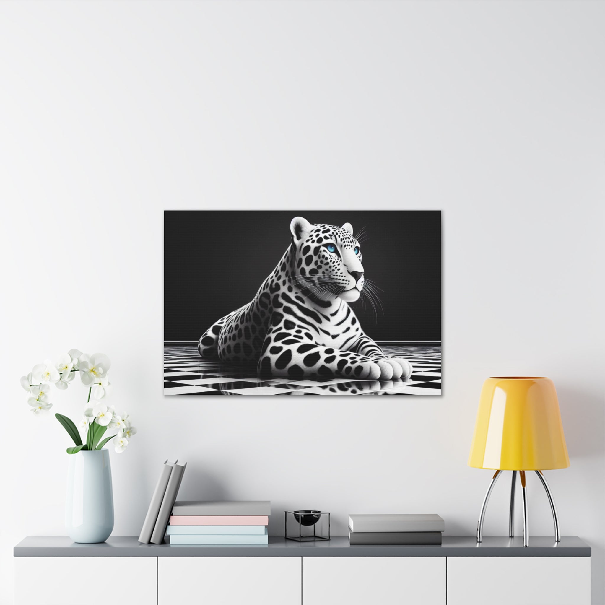 Elegant Leopard Canvas Art – Modern Home Décor, Animal Wall Art, Unique Gift, Black & White Decor, Living Room Accent