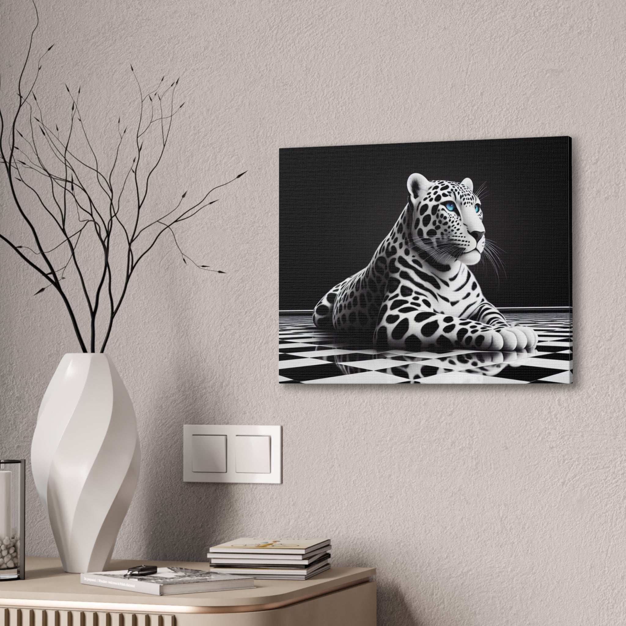 Elegant Leopard Canvas Art – Modern Home Décor, Animal Wall Art, Unique Gift, Black & White Decor, Living Room Accent