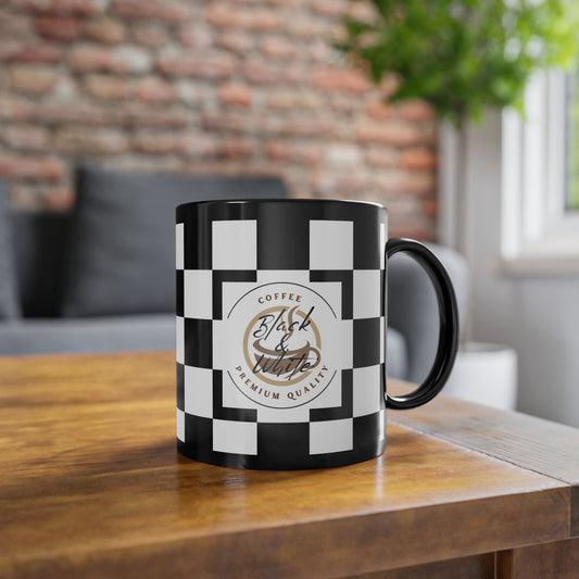 Checkered Black Coffee Mug - Perfect Gift for Coffee Lovers, Unique Kitchen Decor, Race Day Mug, Morning Brew Cup
