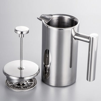 Coffee pot 304 stainless steel French press double-layer hand-pour straight handle coffee brewing pot by eprolo