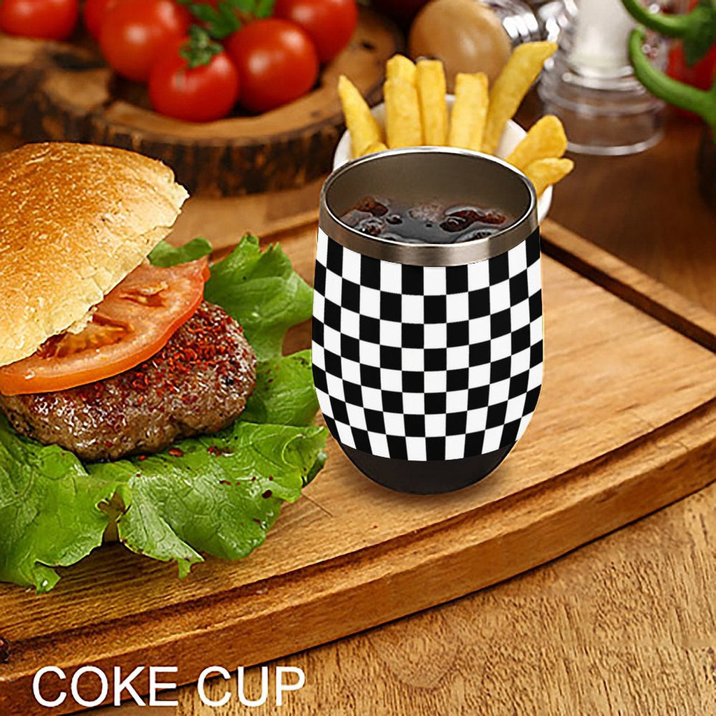 Black and White Wine Tumbler with Lid