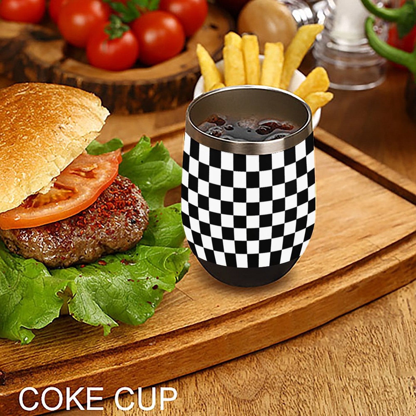 Black and White Wine Tumbler with Lid