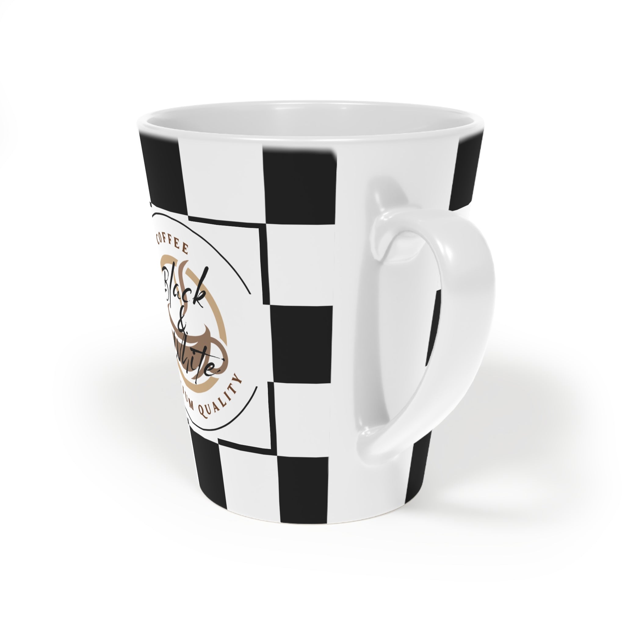 Chic Checkered Latte Mug, Coffee Cup for Baristas, Kitchen Decor, Perfect Gift for Coffee Lovers, Unique Drinkware