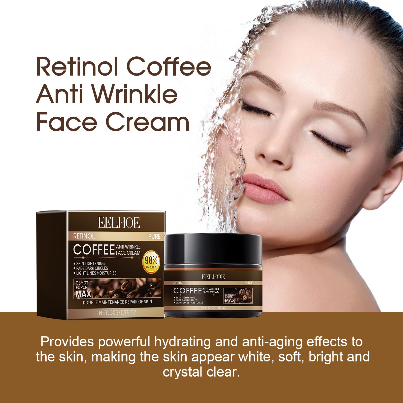 Retinol Coffee Anti Wrinkle Face Cream, Repair Damaged Skin Reduce The Wrinkle Defects Soft Cream -  -