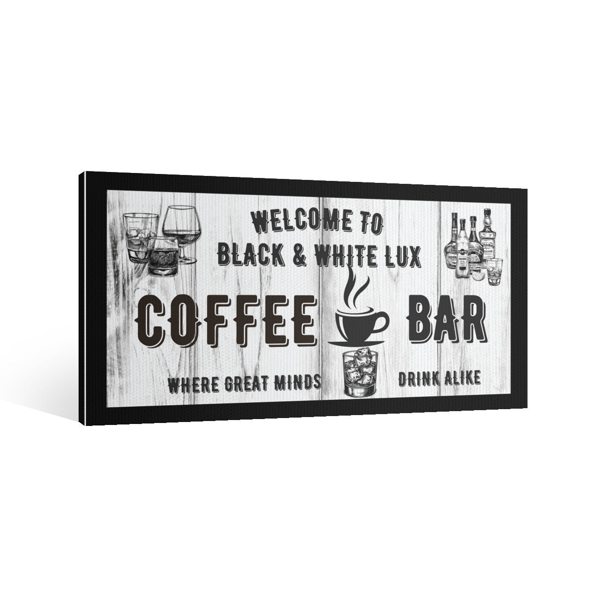 Personalized Coffee Bar Wall Art – Custom Name Black & White Canvas Sign for Kitchen or Home Café Decor - Decorative painting -