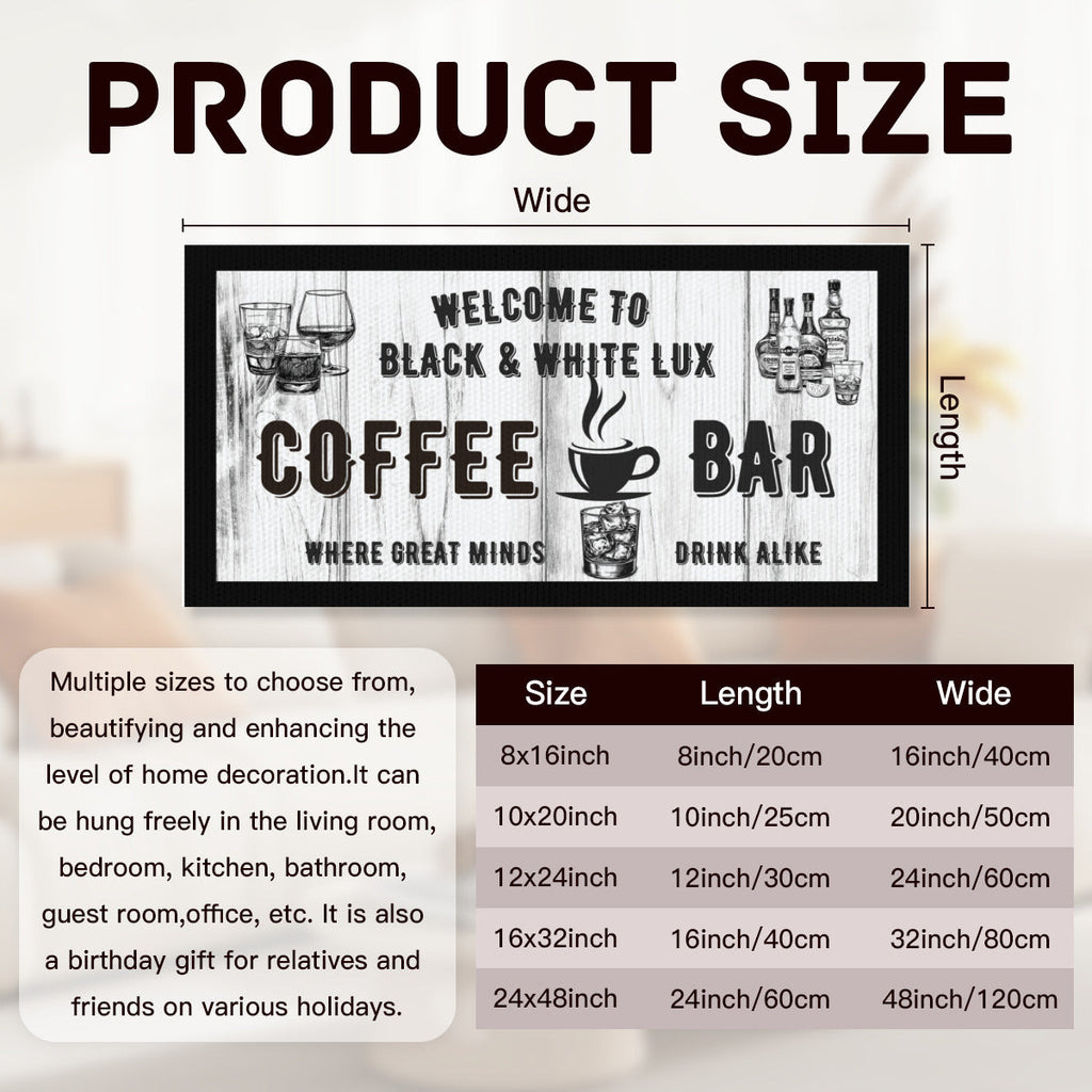 Personalized Coffee Bar Wall Art – Custom Name Black & White Canvas Sign for Kitchen or Home Café Decor - Decorative painting -