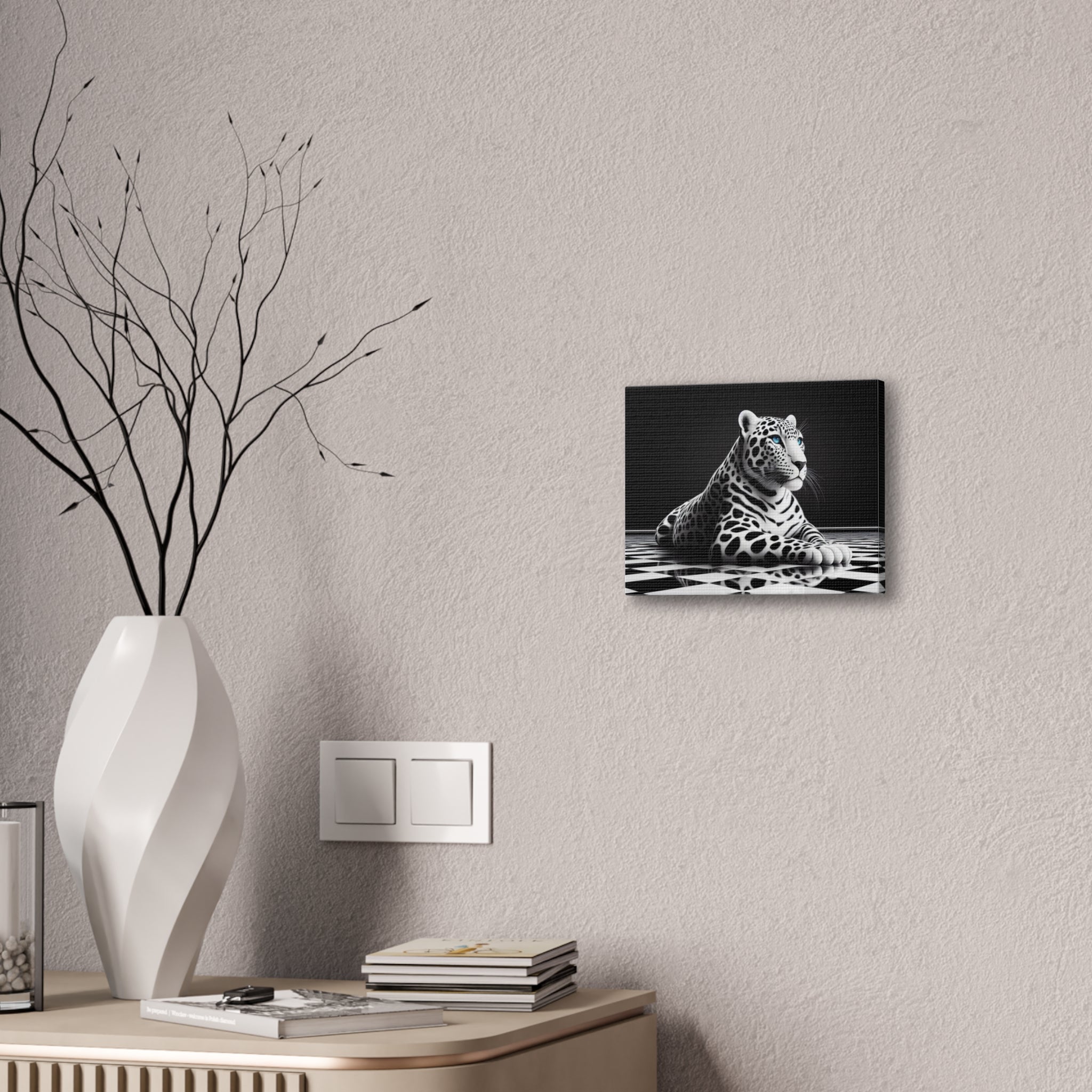 Elegant Leopard Canvas Art – Modern Home Décor, Animal Wall Art, Unique Gift, Black & White Decor, Living Room Accent