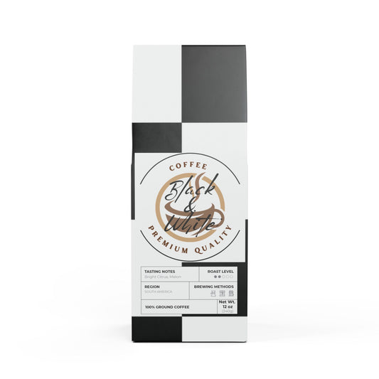 Black & White Colombia Light-Medium Roast Coffee Beans & Ground – 12oz