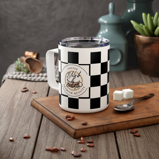 Chic Checkered Insulated Coffee Mug | Perfect for Coffee Lovers, Gift for Him/Her, Kitchen Accessory, Road Trip Essential, Office Drinkware