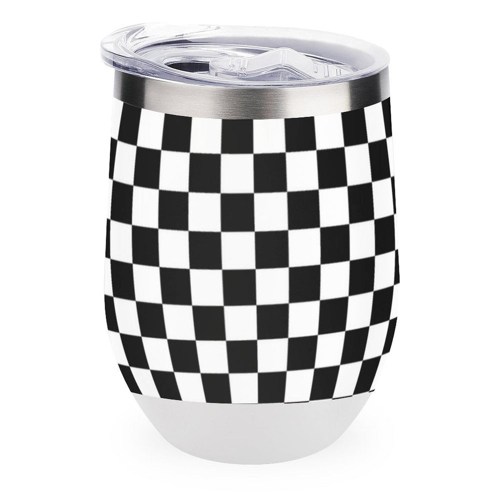 Black and White Wine Tumbler with Lid