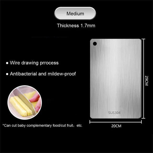 304 Stainless Steel Panel and Chopping Board Kitchen Household Thickened Double Sided Cutting Board Block Kneading Dough Board by eprolo