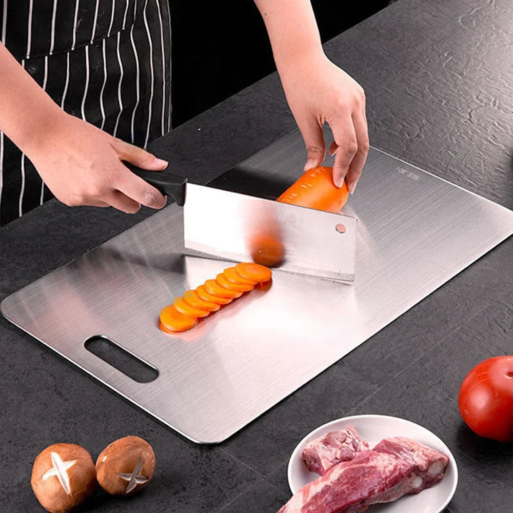 304 Stainless Steel Panel and Chopping Board Kitchen Household Thickened Double Sided Cutting Board Block Kneading Dough Board by eprolo