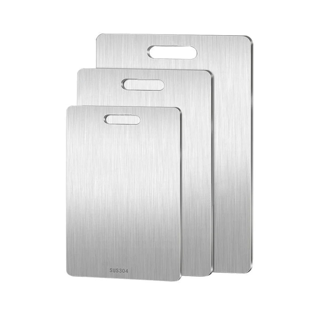 304 Stainless Steel Panel and Chopping Board Kitchen Household Thickened Double Sided Cutting Board Block Kneading Dough Board by eprolo
