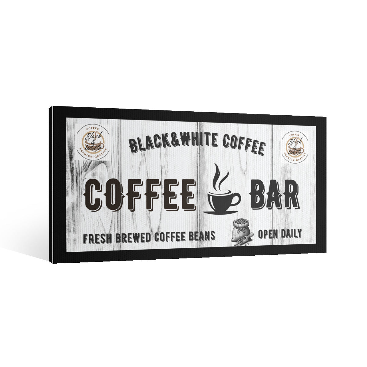 Modern Coffee Bar Canvas Print | Black & White Coffee Brand - Decorative painting -