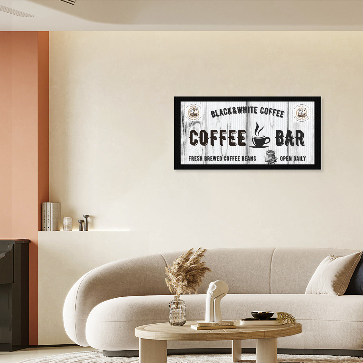 Modern Coffee Bar Canvas Print | Black & White Coffee Brand - Decorative painting -