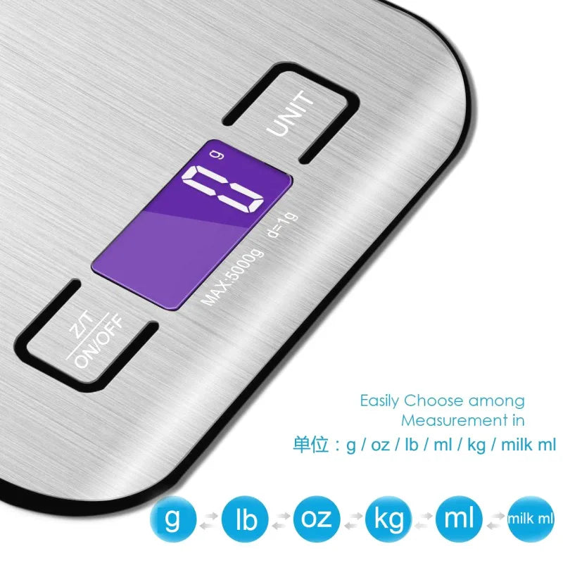 5/10KG Digital Kitchen Scale Stainless Steel Portable Kitchen Food Scale LED Display Electronic Jewelry Baking Weight Scales by eprolo