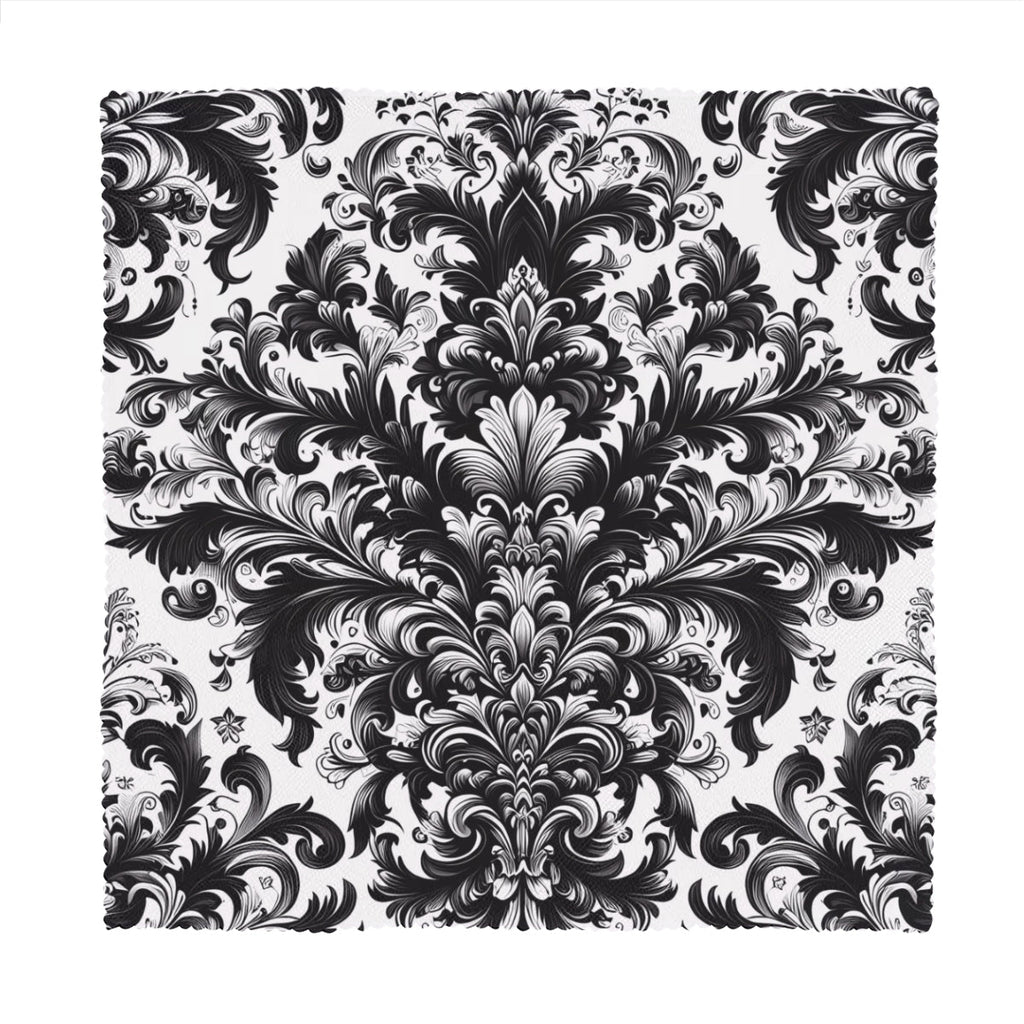 Black and White Damask Cloth Napkins – Elegant Reusable Polyester Table Napkins for Weddings & Events - Napkins -