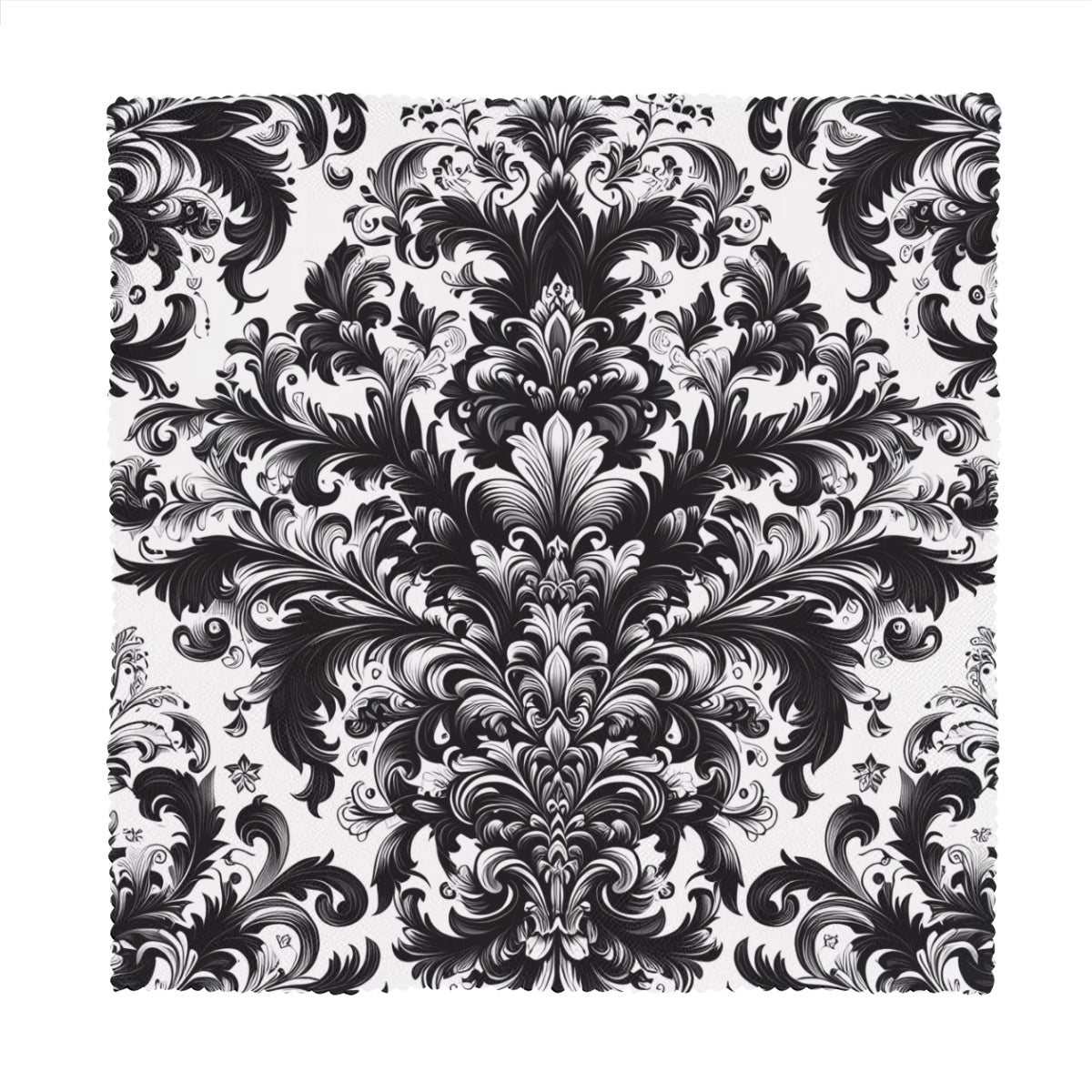Black and White Damask Cloth Napkins – Elegant Reusable Polyester Table Napkins for Weddings & Events - Napkins -