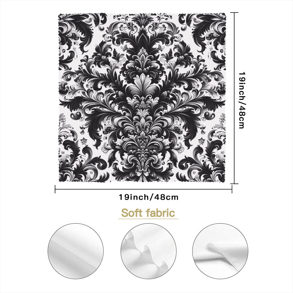 Black and White Damask Cloth Napkins – Elegant Reusable Polyester Table Napkins for Weddings & Events - Napkins -