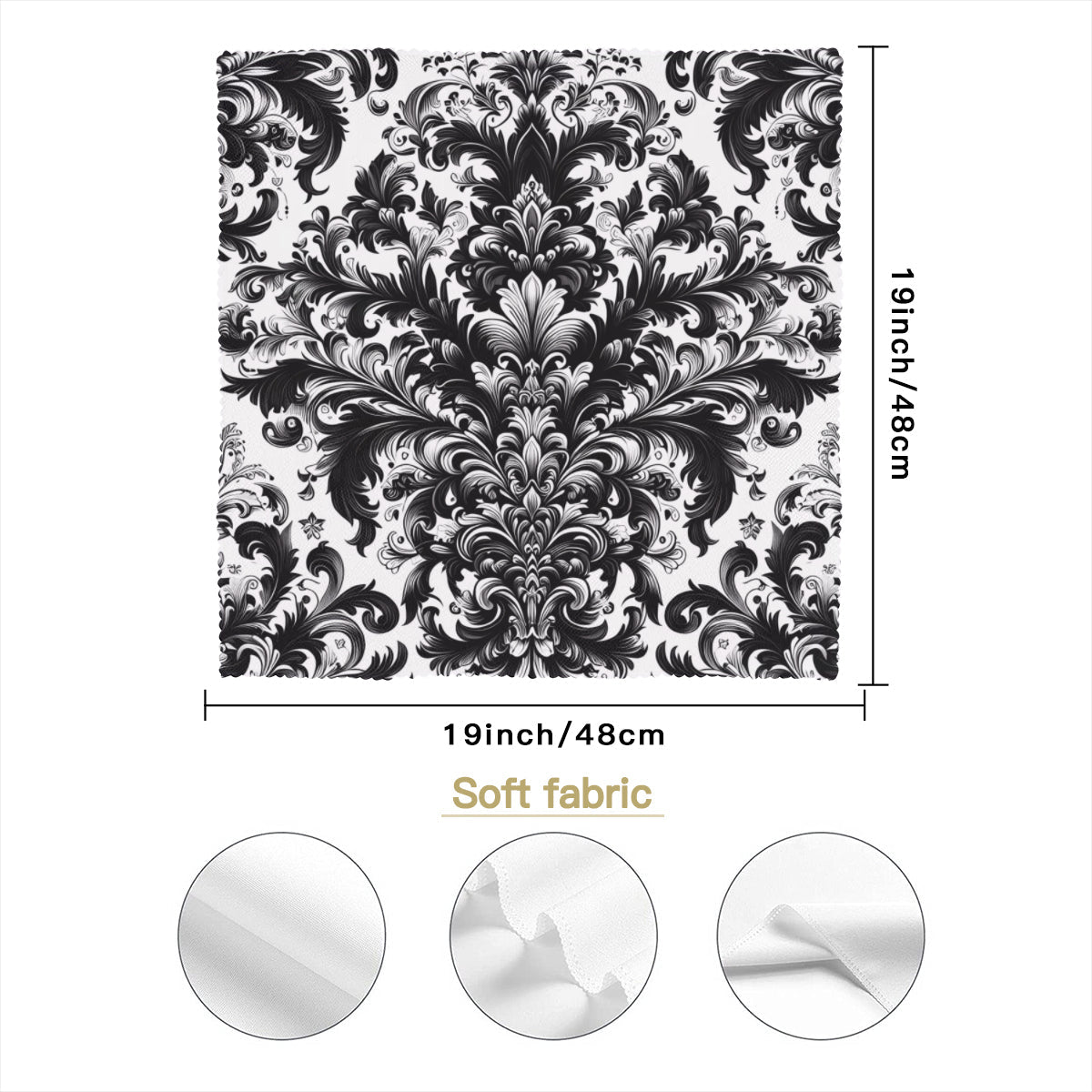 Black and White Damask Cloth Napkins – Elegant Reusable Polyester Table Napkins for Weddings & Events - Napkins -