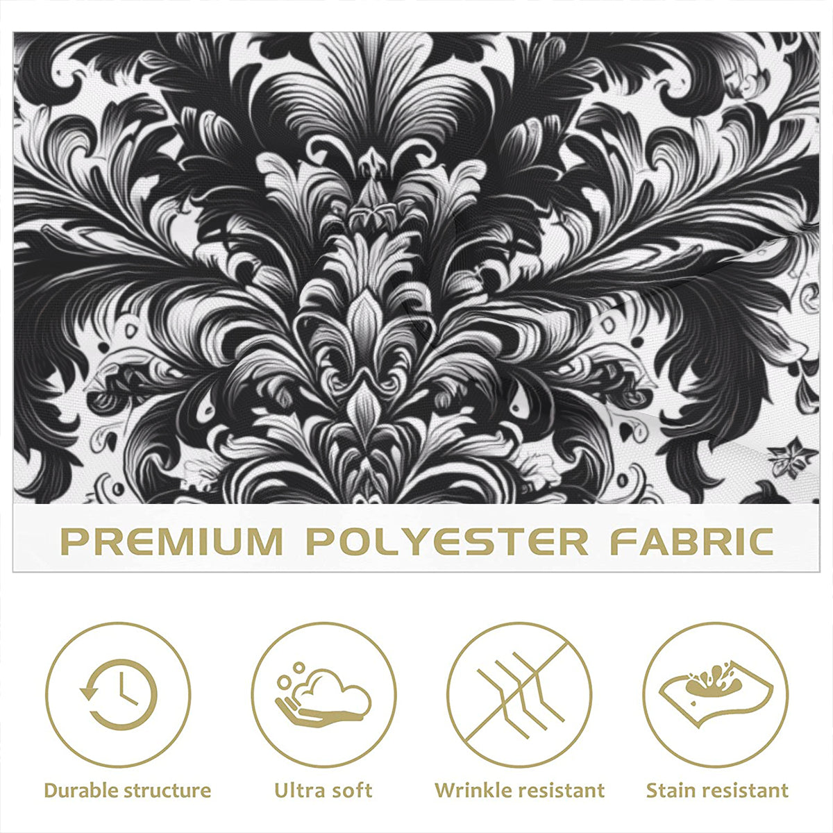 Black and White Damask Cloth Napkins – Elegant Reusable Polyester Table Napkins for Weddings & Events - Napkins -