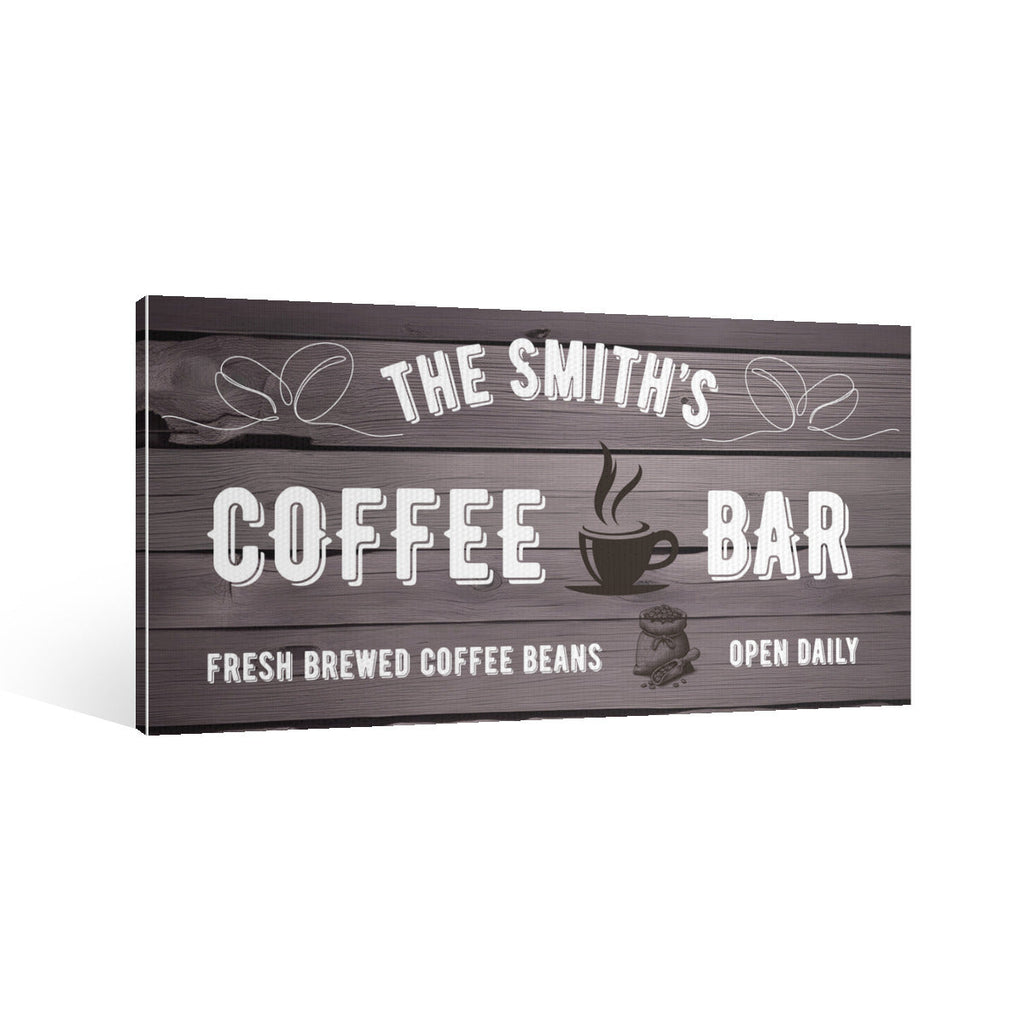 Custom Coffee Bar Canvas Sign – Personalized Wall Art for Kitchen or Café Decor - Decorative painting -