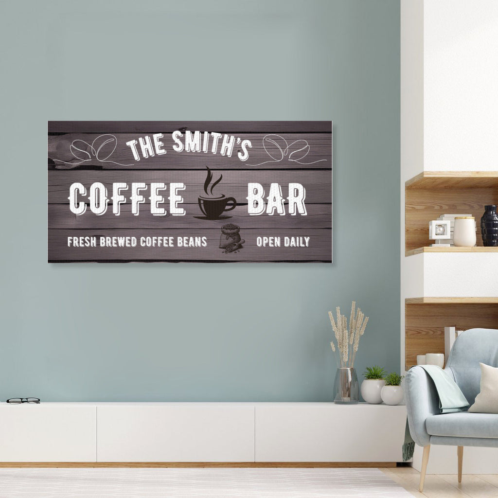 Custom Coffee Bar Canvas Sign – Personalized Wall Art for Kitchen or Café Decor - Decorative painting -