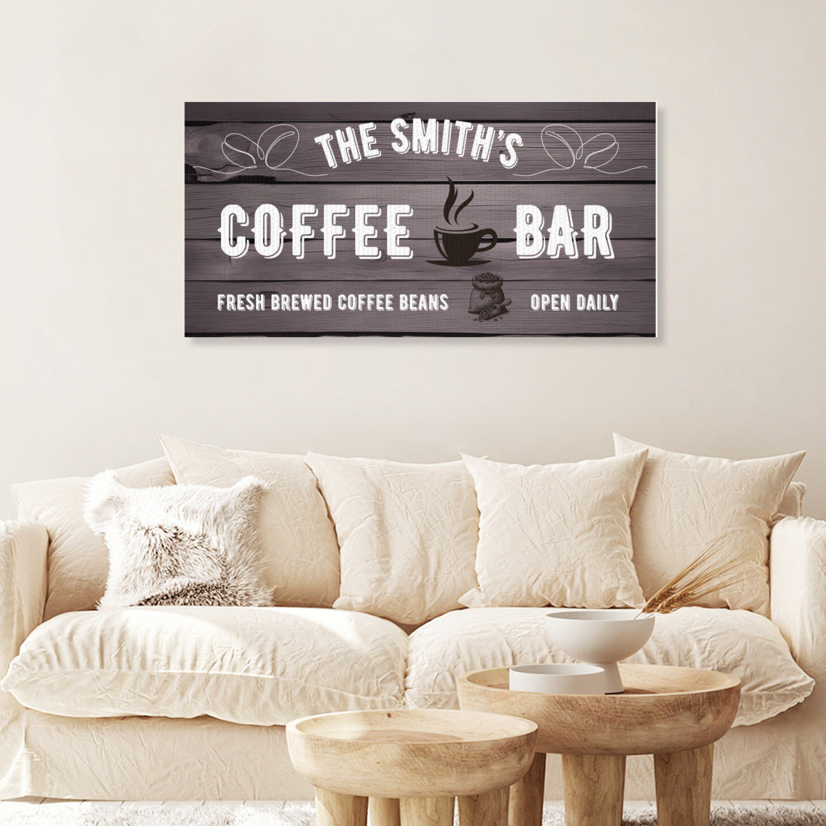 Custom Coffee Bar Canvas Sign – Personalized Wall Art for Kitchen or Café Decor - Decorative painting -