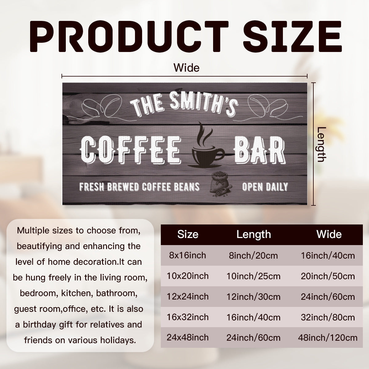 Custom Coffee Bar Canvas Sign – Personalized Wall Art for Kitchen or Café Decor - Decorative painting -