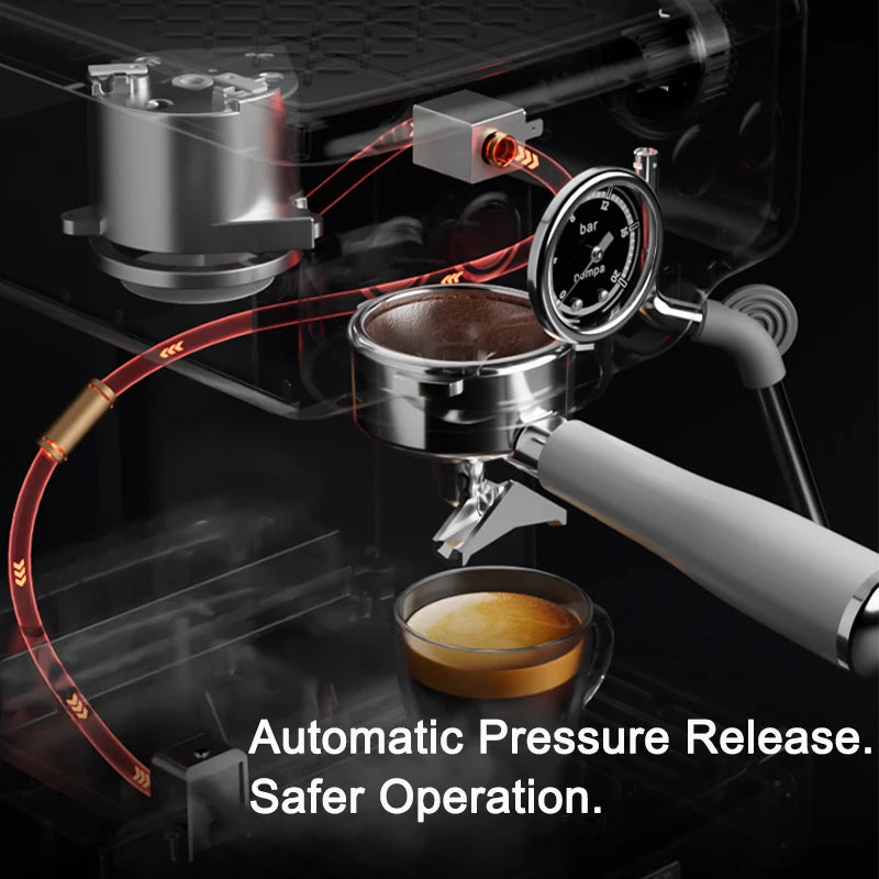 Petrus Espresso Coffee Machine Stainless Steel Coffee Maker With 58MM Portafilter Commercial Steam Wand Milk Frother(220V) by BlackAndWhiteLux Store