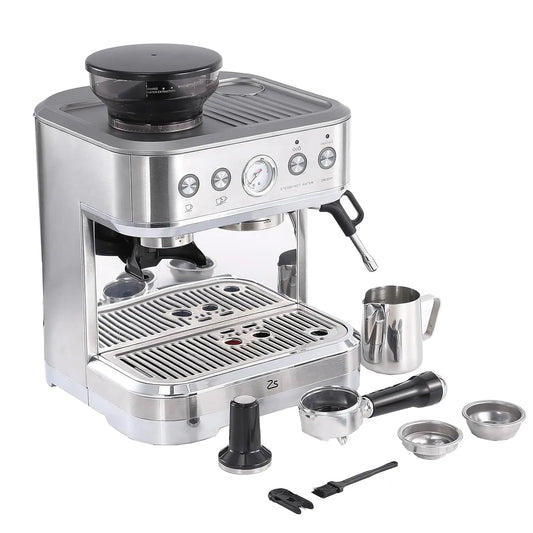 Espresso Machine with Milk Frother and Grinder, 15 Bar Automatic Espresso Coffee Machine All In One Coffee Maker