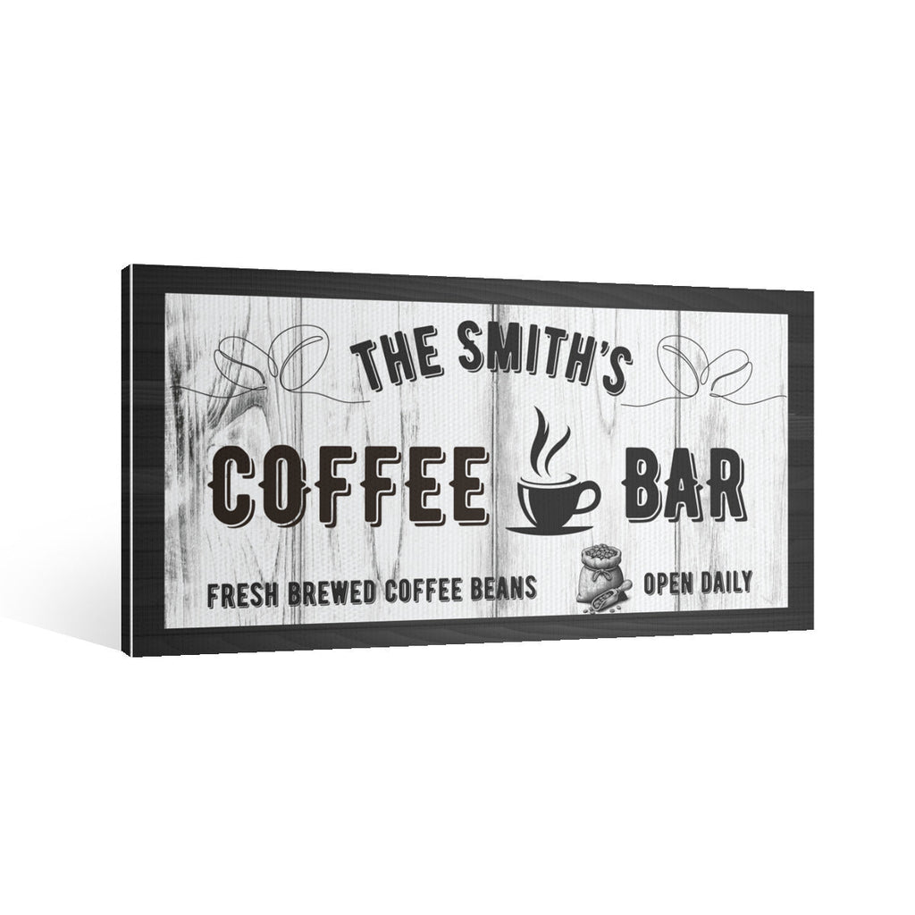 Personalized Coffee Bar Canvas Sign | Custom Name Wall Art for Home & Café - Decorative painting -