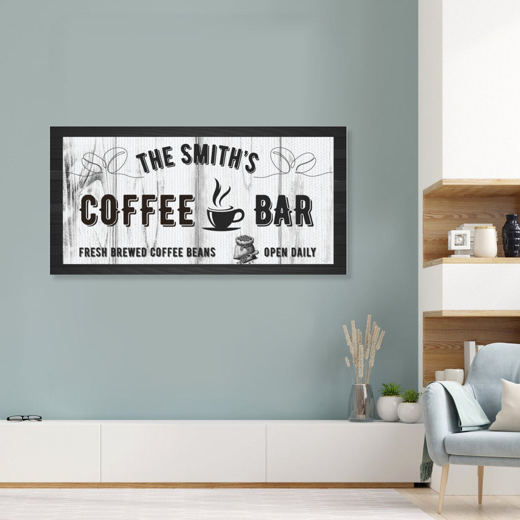 Personalized Coffee Bar Canvas Sign | Custom Name Wall Art for Home & Café - Decorative painting -