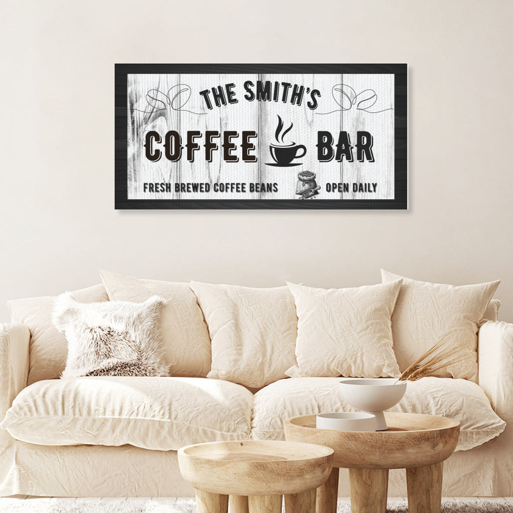 Personalized Coffee Bar Canvas Sign | Custom Name Wall Art for Home & Café - Decorative painting -