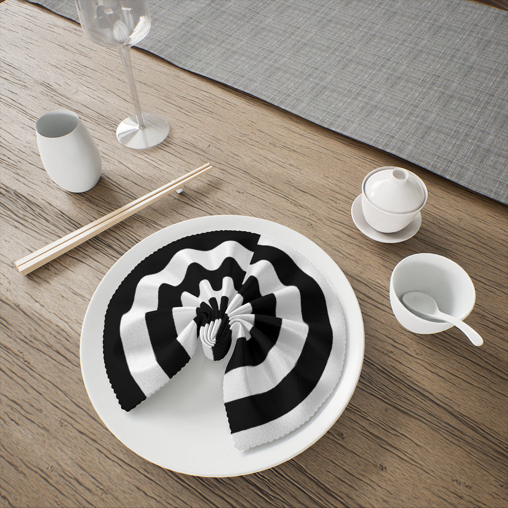 Black and White Striped Cloth Napkins – Reusable Polyester Table Napkins for Events, Weddings & Dining - Napkins -