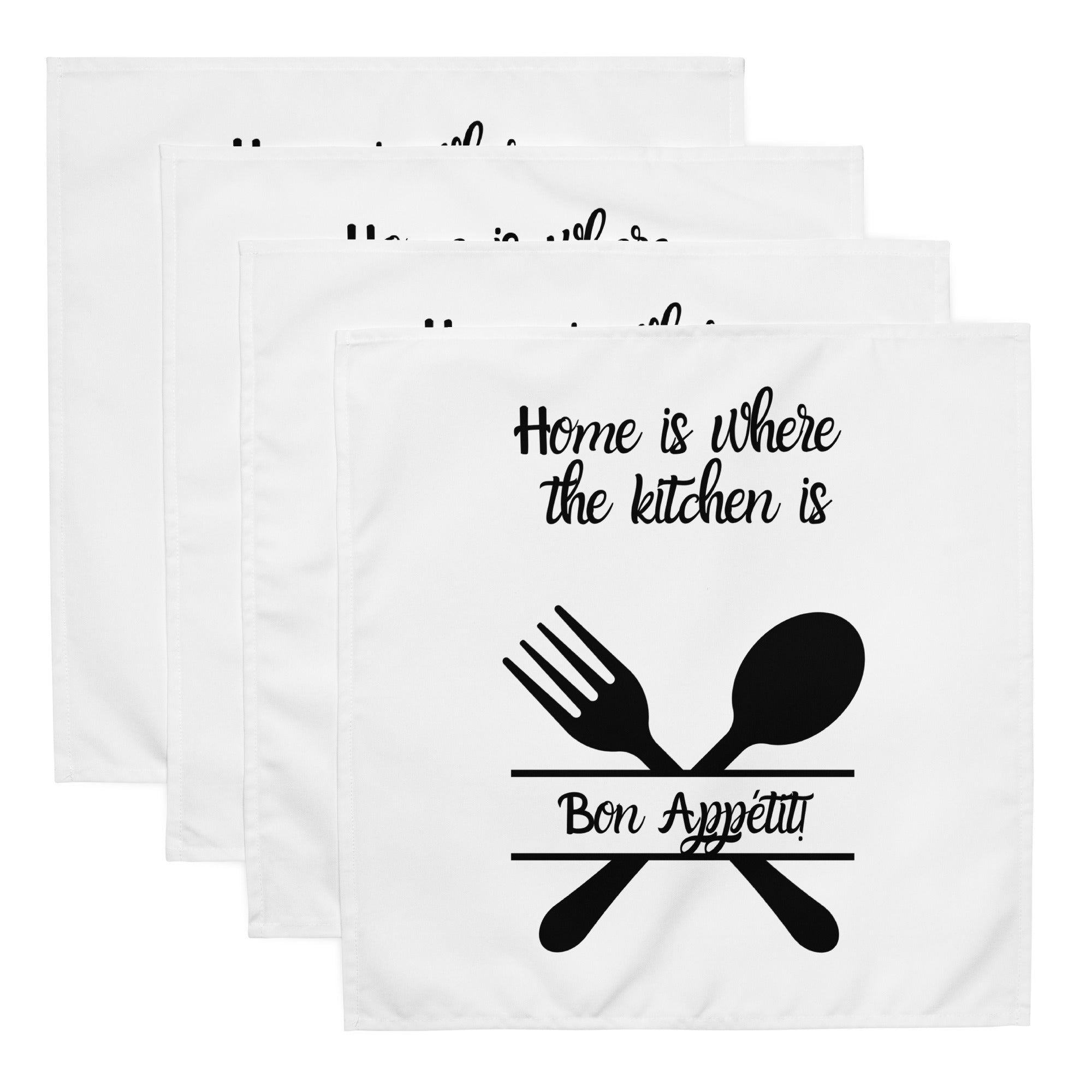 Home is Where the Kitchen Is Cloth Napkins, Kitchen Decor, Personalized Napkins, Dining Table Accessories, Housewarming Gift -  -
