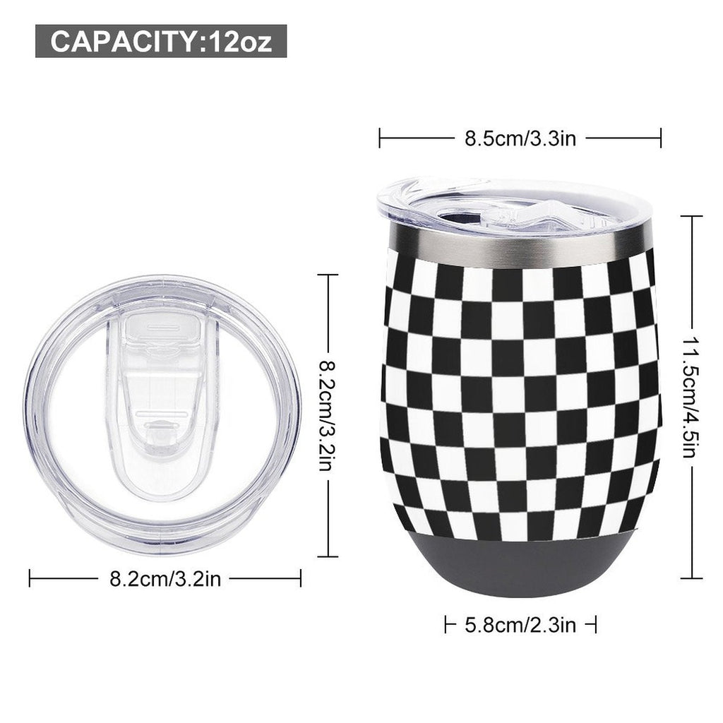 Black and White Wine Tumbler with Lid